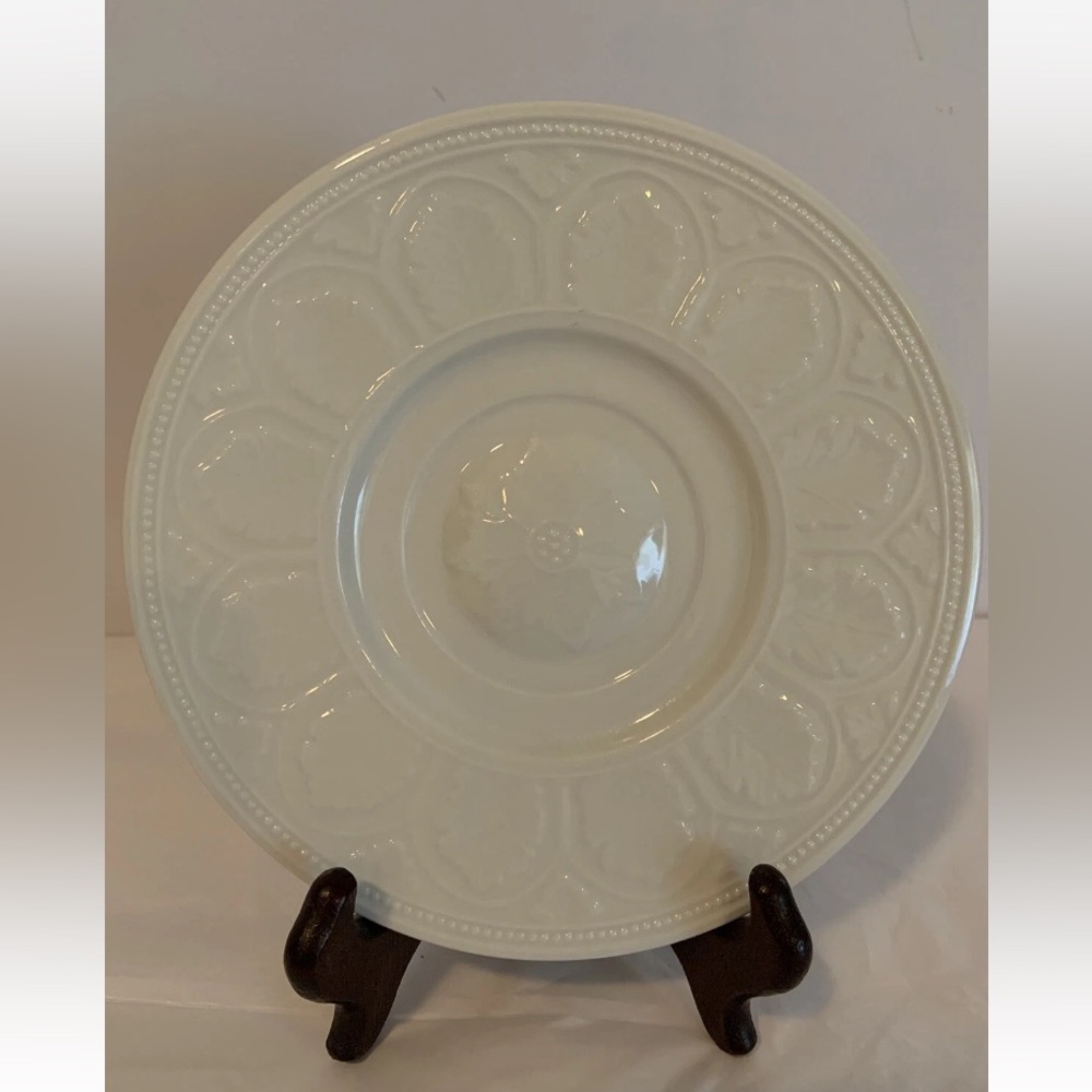 Parthenon Porcelain White 3 Saucers With Embossed Leaf Rim By Coventry